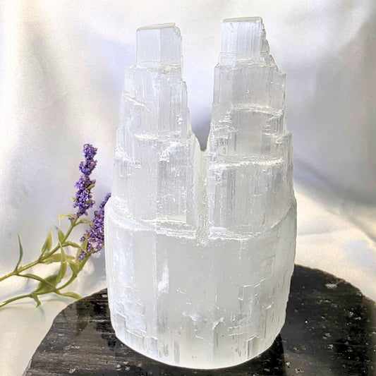 Twin Selenite Towers - 10.5cm tall, 368g