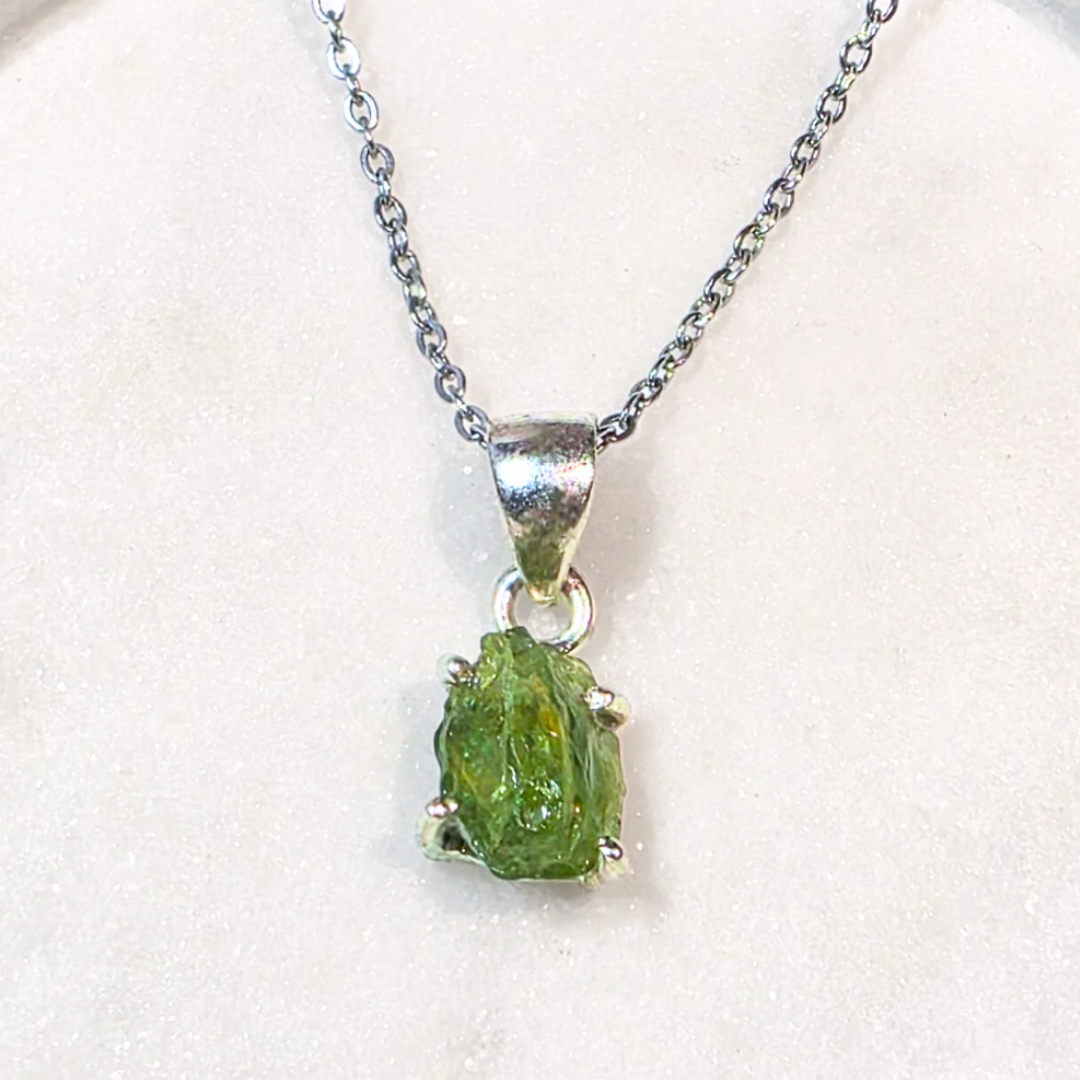 Sterling Silver 925 Peridot Crystal Necklace