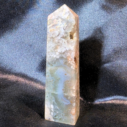 Natural Green Flower Agate Tower - Madagascar