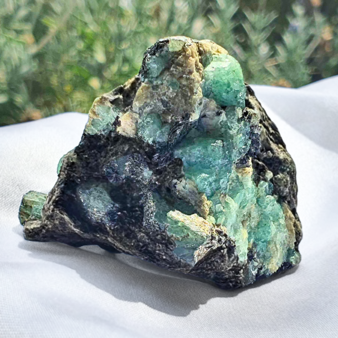 Emerald in Biotite Mica Crystal Cluster