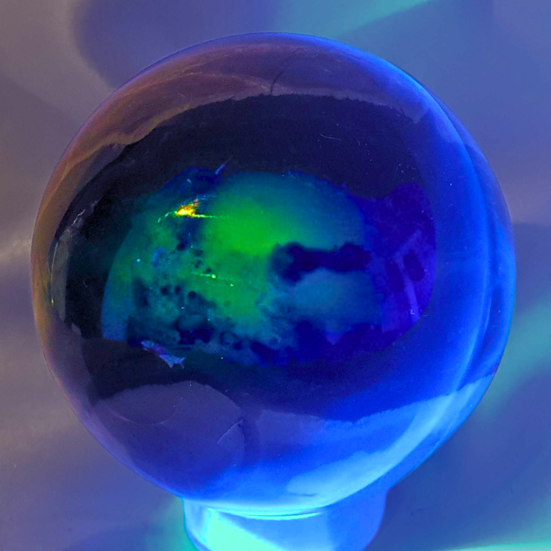 Large Volcano Agate Sphere - 438g - UV reactive