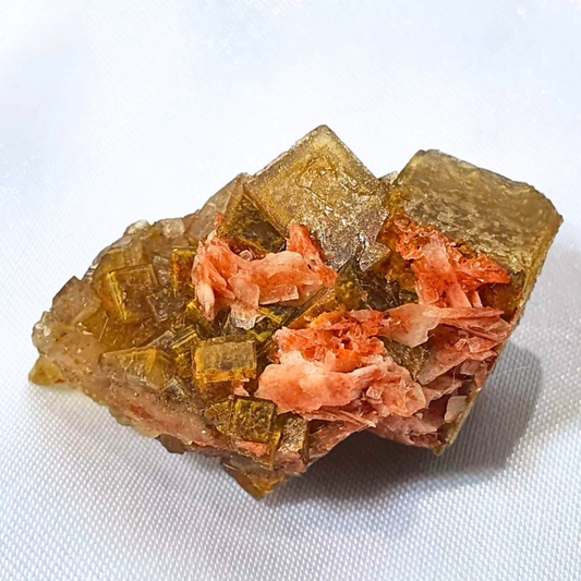 Yellow Cubic Fluorite with Barite Blades
