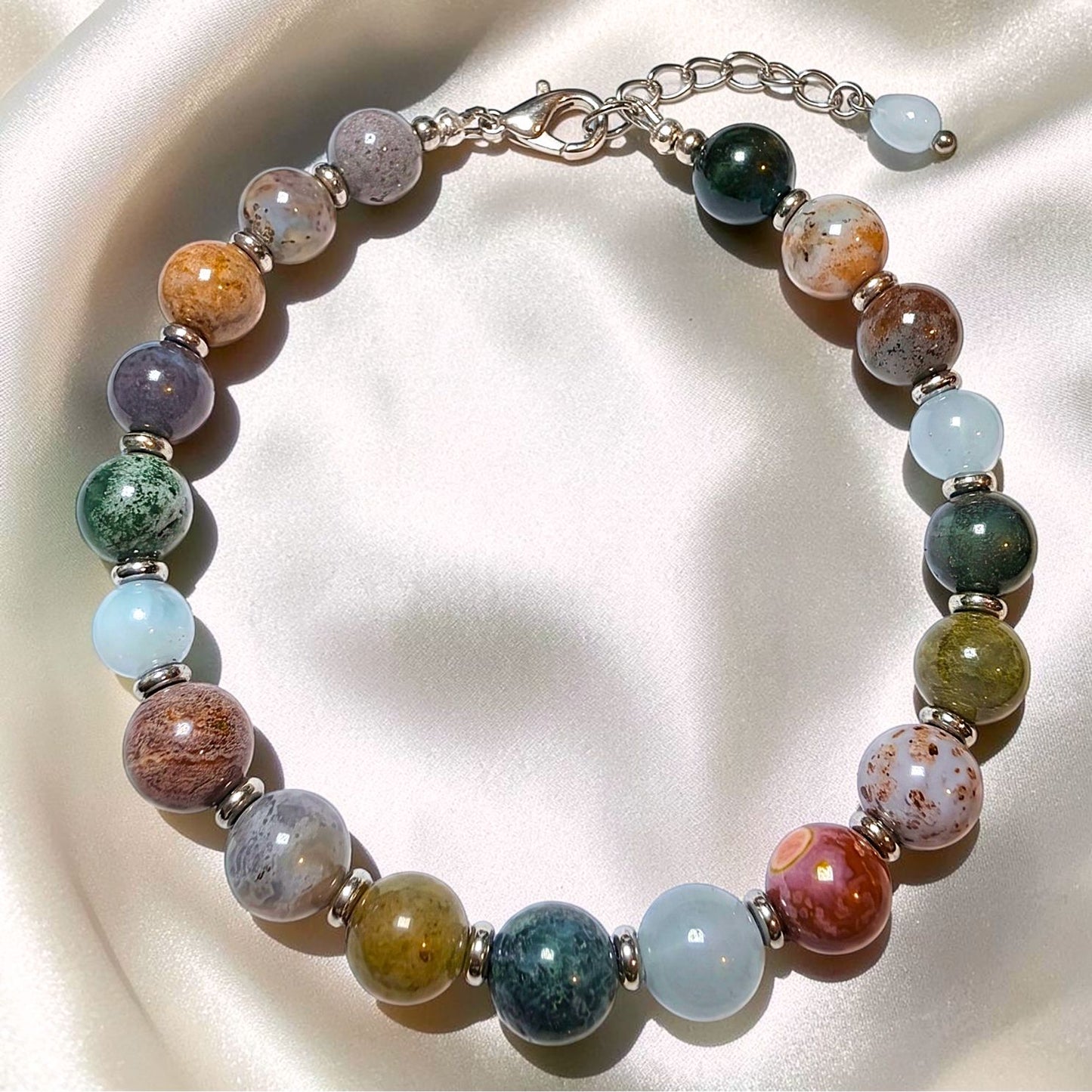 Seafoam Bay Bracelet | Ocean Jasper & Aquamarine Crystals