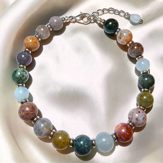 Seafoam Bay Bracelet | Ocean Jasper & Aquamarine Crystals