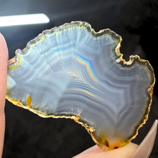 Rare Rainbow Iris Agate Slice | Natural Optical Diffraction Agate - Indonesia
