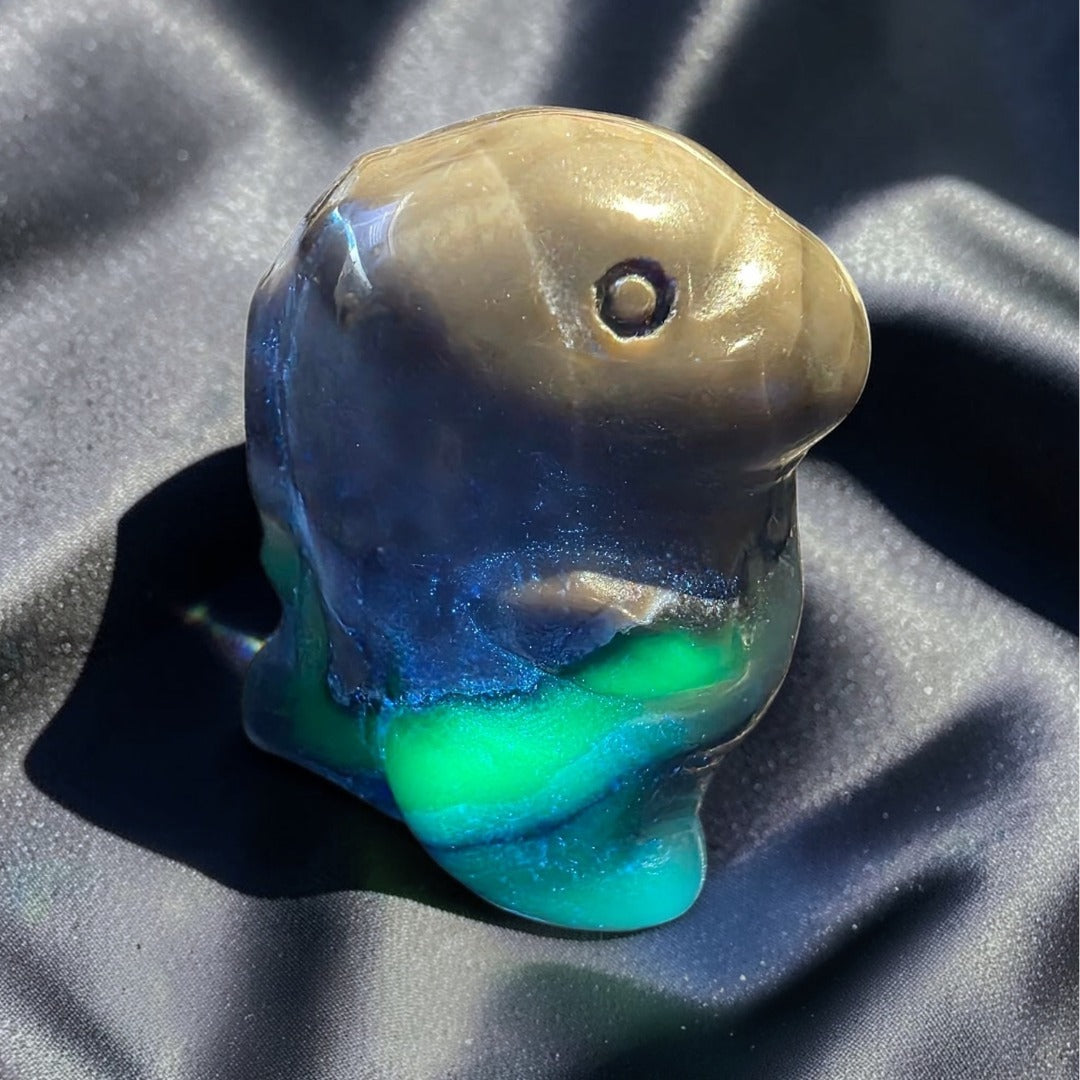 UV Reactive Volcano Agate Dino Carving | Mexico