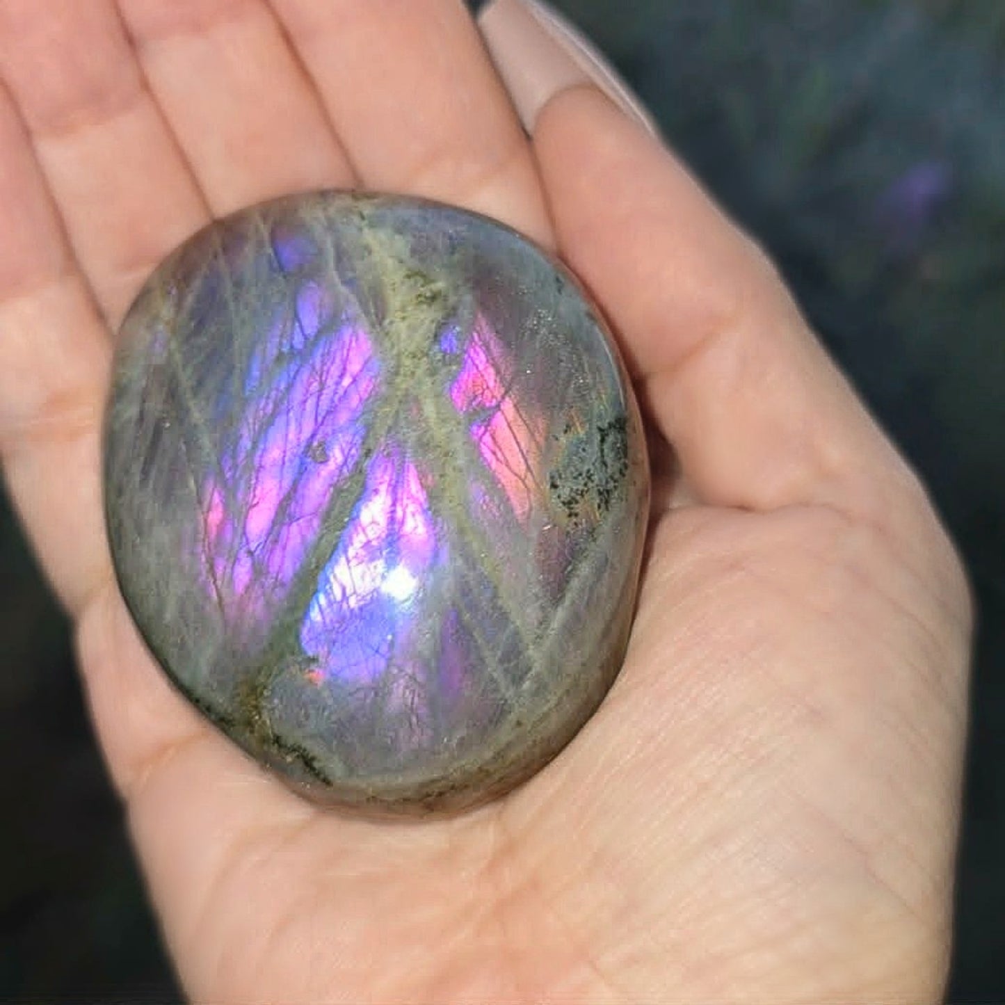 Large Rainbow Labradorite Palm Stone | Flash Labradorite Crystal