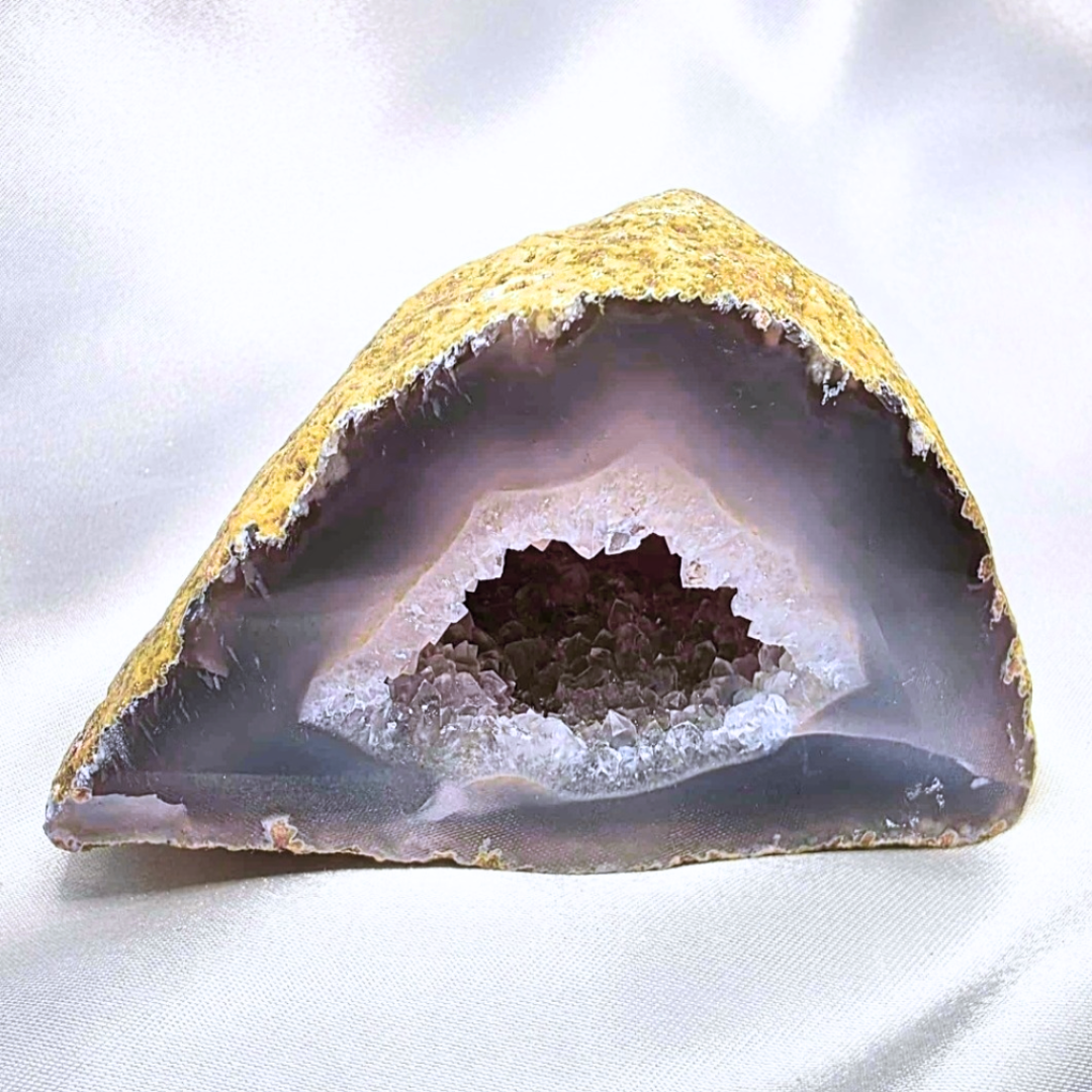 Natural Grey Blue Agate Semi-polished Geode - 241g