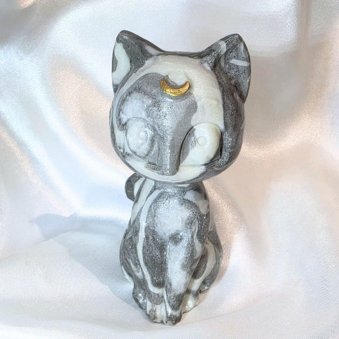Large Picasso Jasper Luna Crystal Cat - 263g