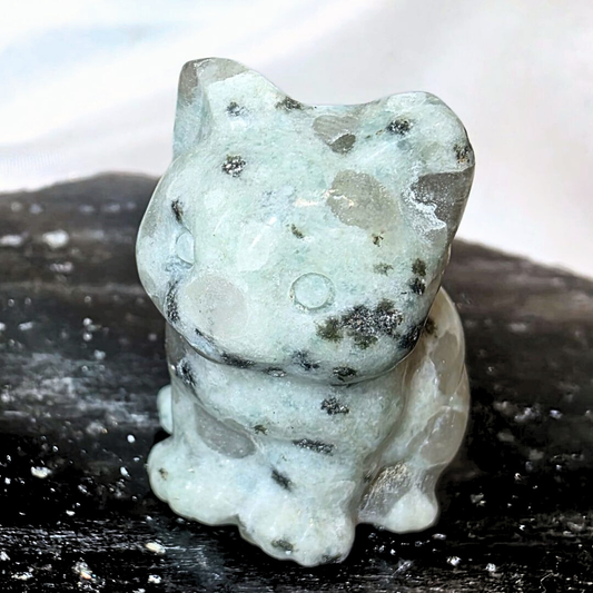 Kiwi Jasper & Smoky Quartz Cat