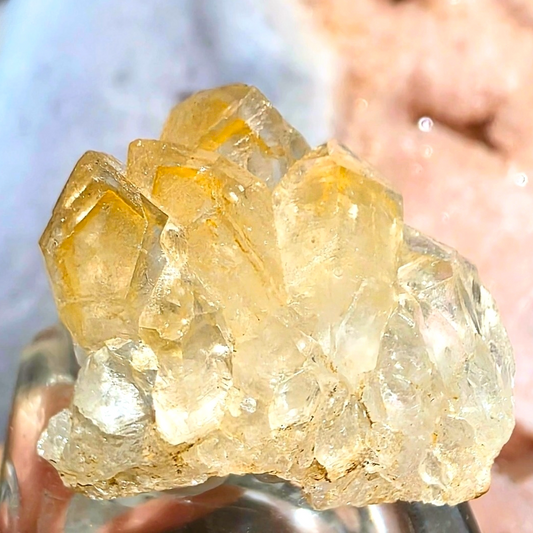 Clear Quartz with Phantom Limonite Crystal Cluster