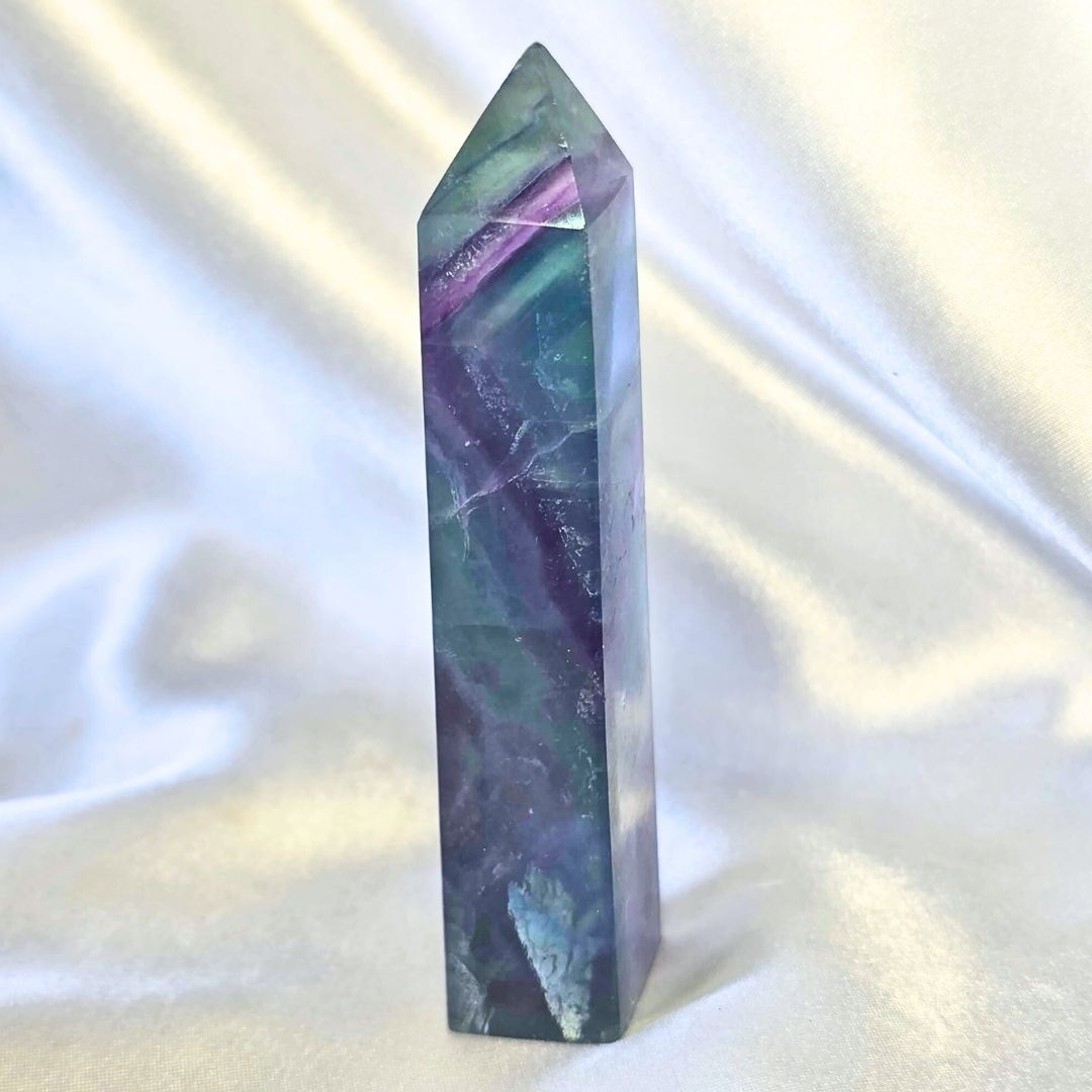 Rainbow Fluorite Crystal Tower with Phantoms