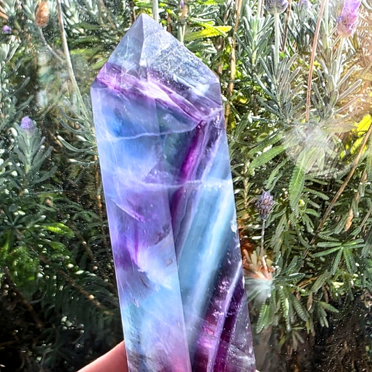 Rainbow Fluorite Crystal Tower with Phantoms