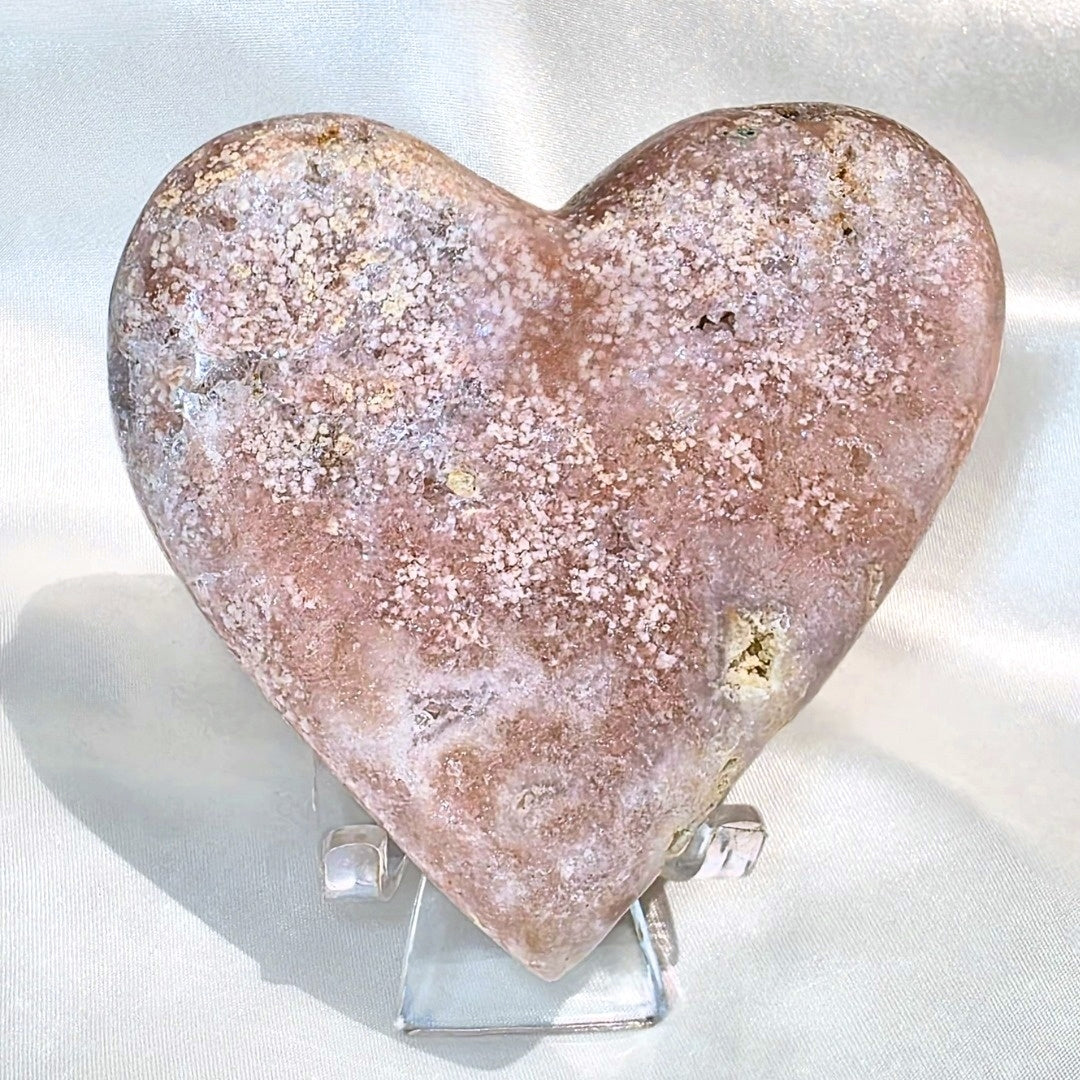 Pink Amethyst Druzy Heart with Stand - 317g - Madagascar