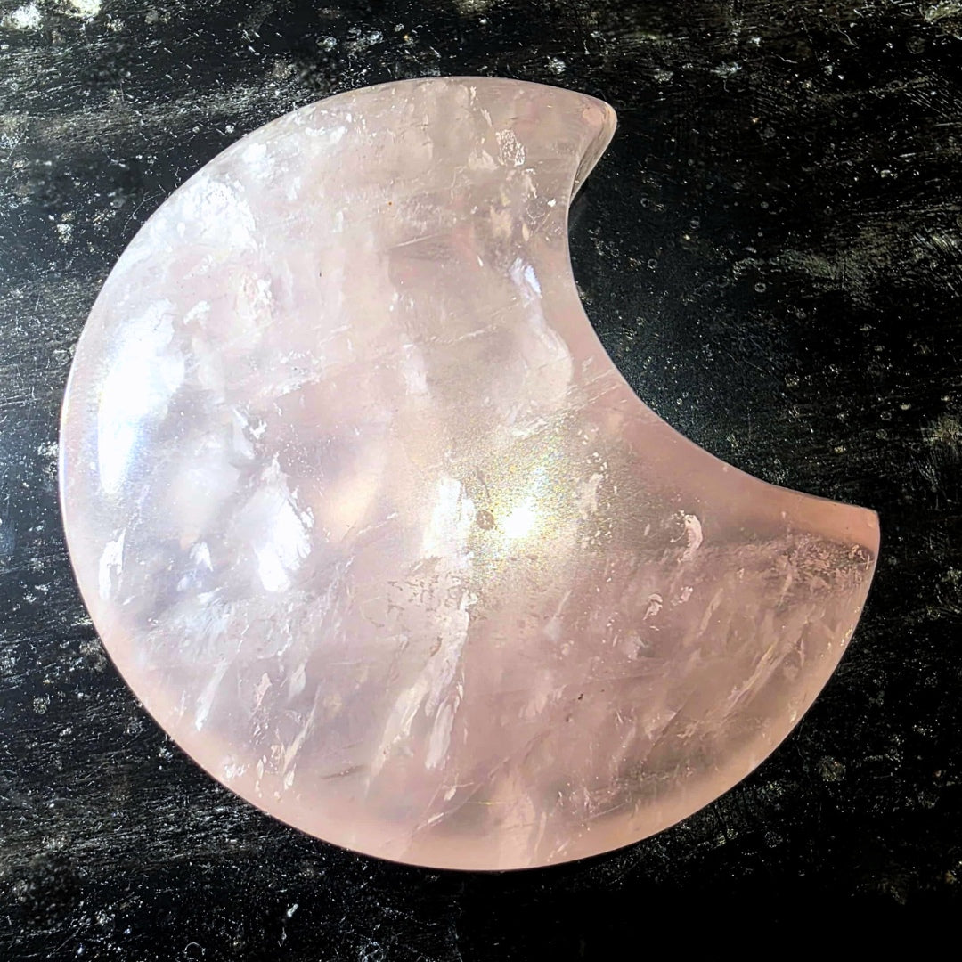 Gemmy Rose Quartz Moon - includes stand