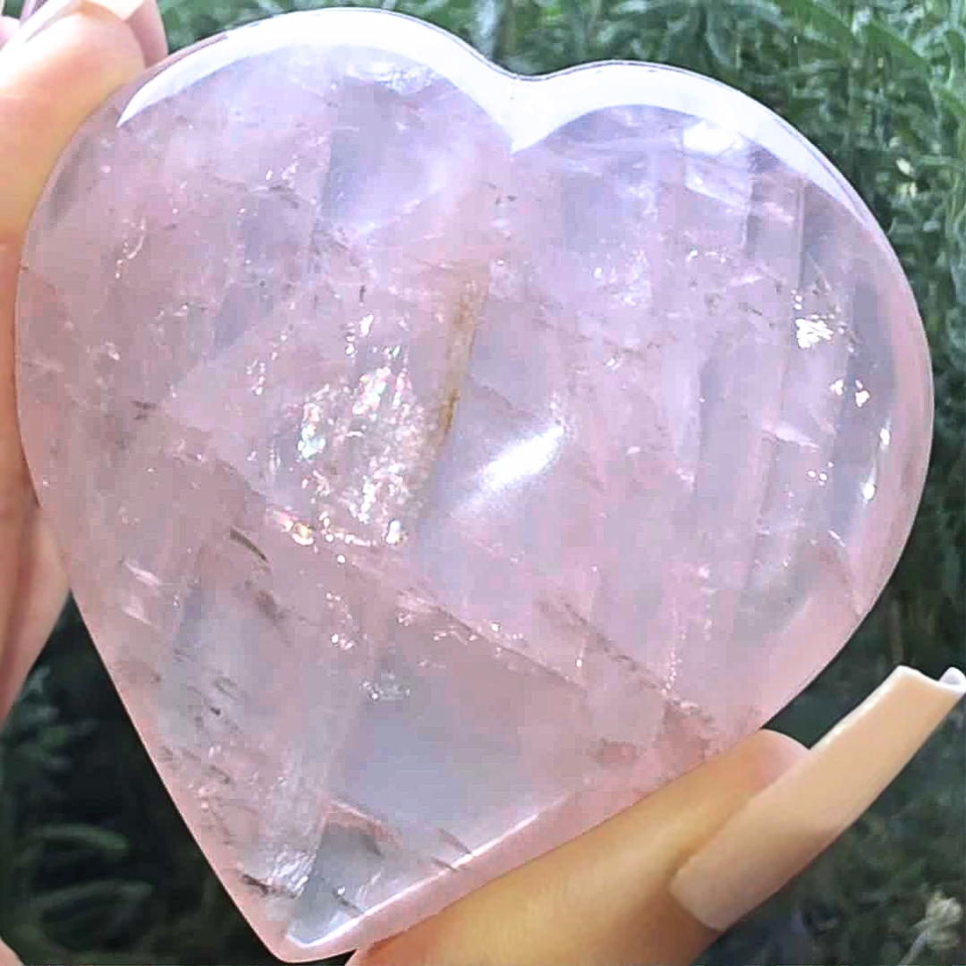Large Rose Quartz Puffy Heart - includes stand