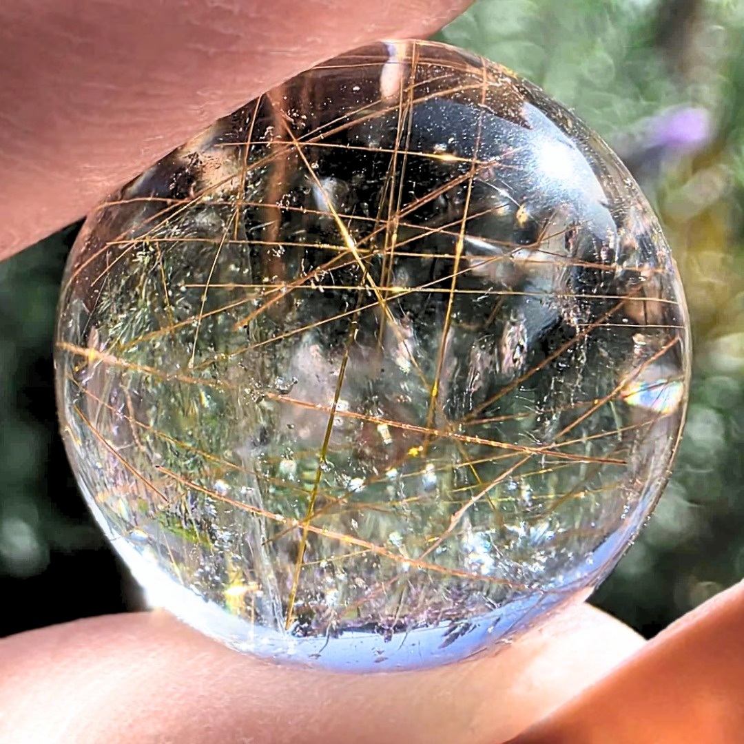 Golden Rutile Crystal Sphere - stand included