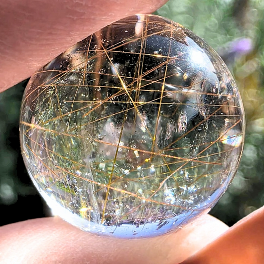 Golden Rutile Crystal Sphere - stand included