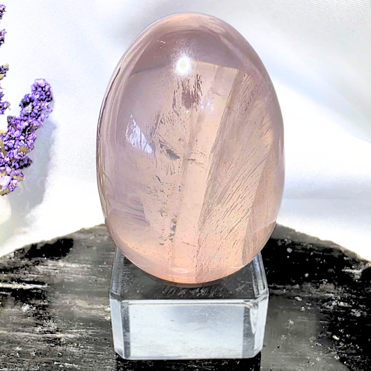 Extra Grade Star Rose Quartz Egg - Madagascar