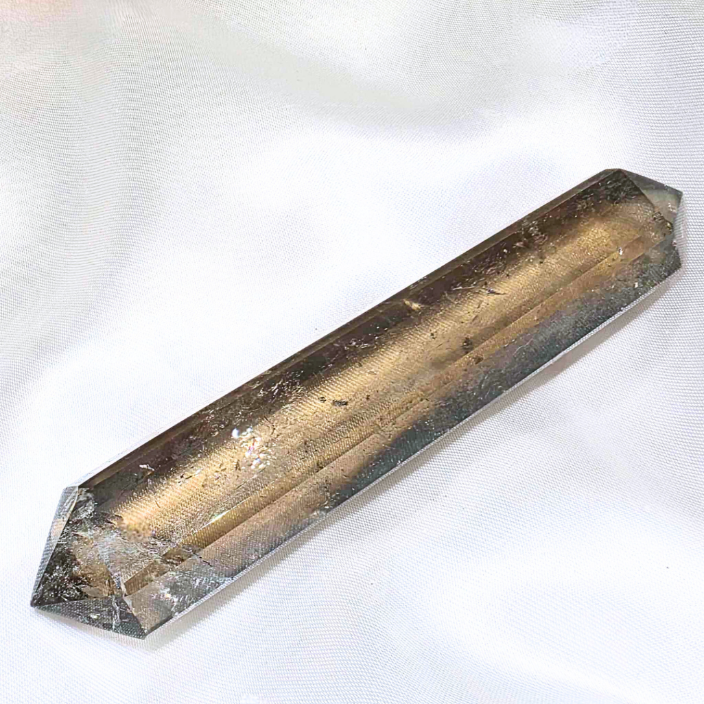 High Grade Smoky Quartz DT Wand with Rainbows - 10.3 cm