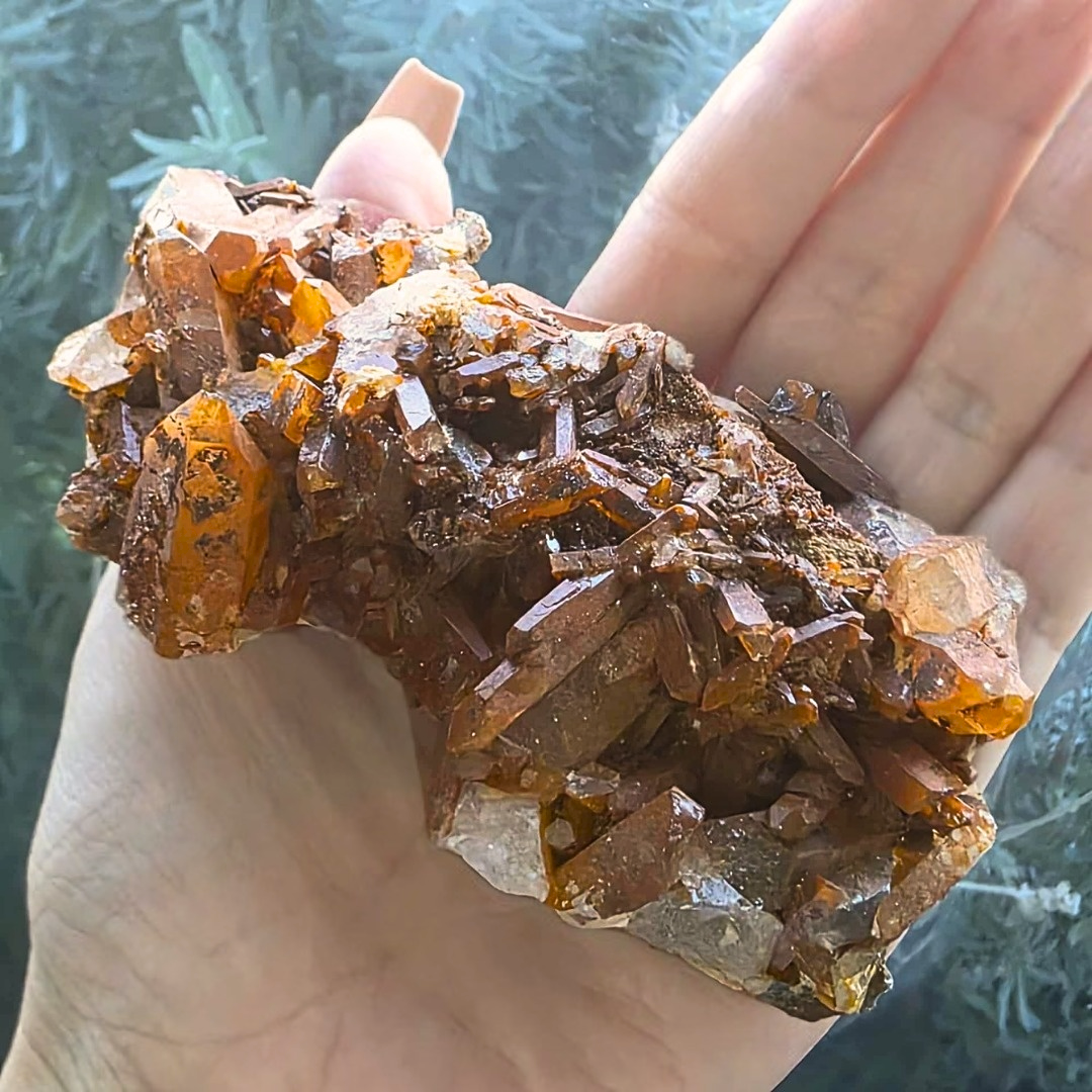 Natural Tangerine (Hematite) Quartz Cluster - 172g, 11cm
