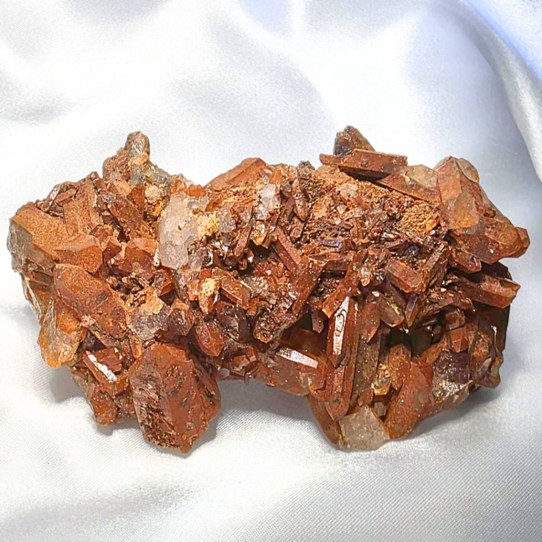 Natural Tangerine (Hematite) Quartz Cluster - 172g, 11cm