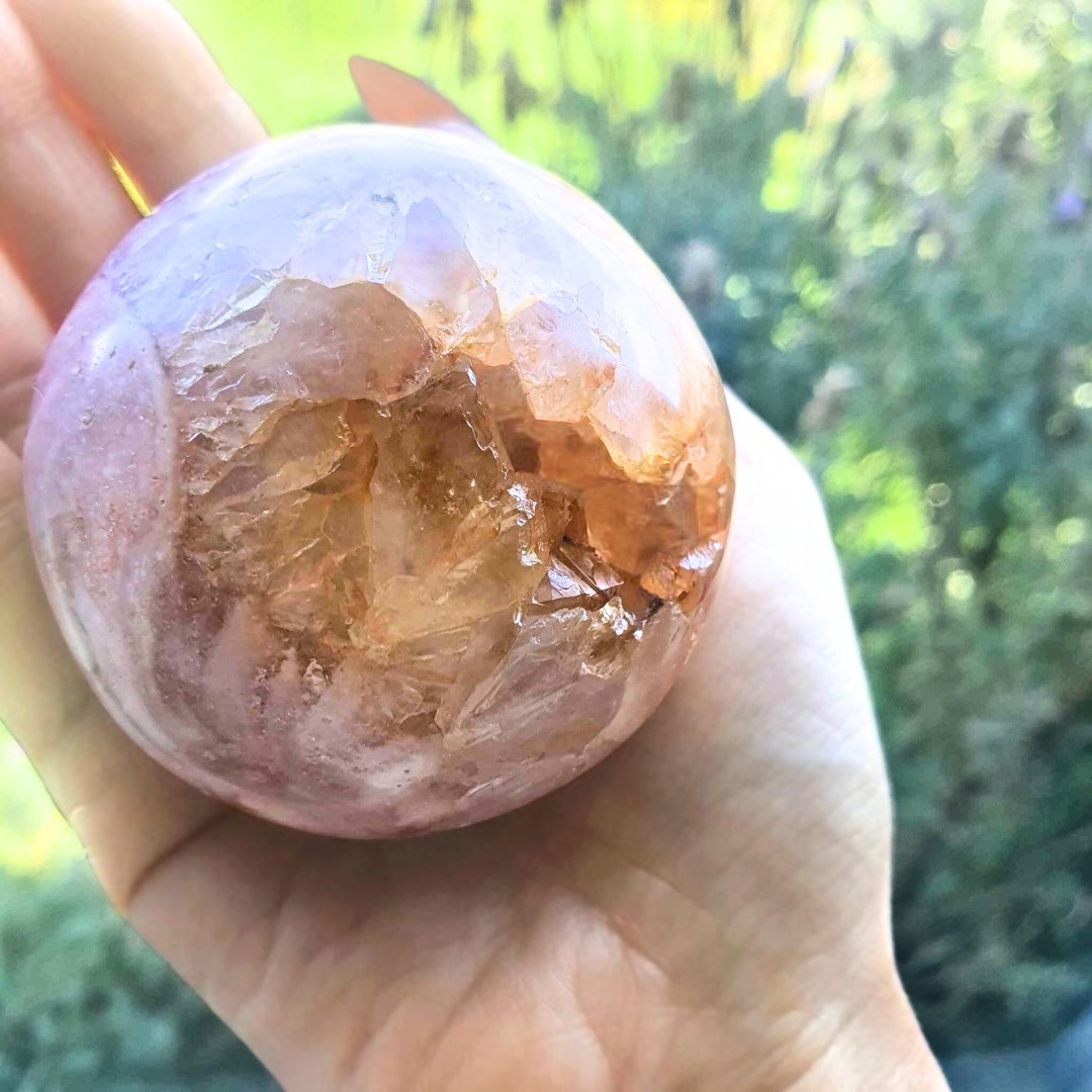 Extra Grade Pink Amethyst X Flower Agate Sphere - 67mm