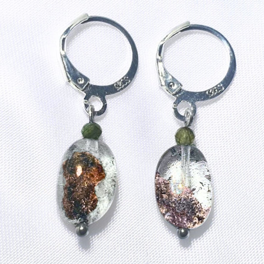 Garden Quartz (Lodolite) & Green Tourmaline Sterling Silver Earrings