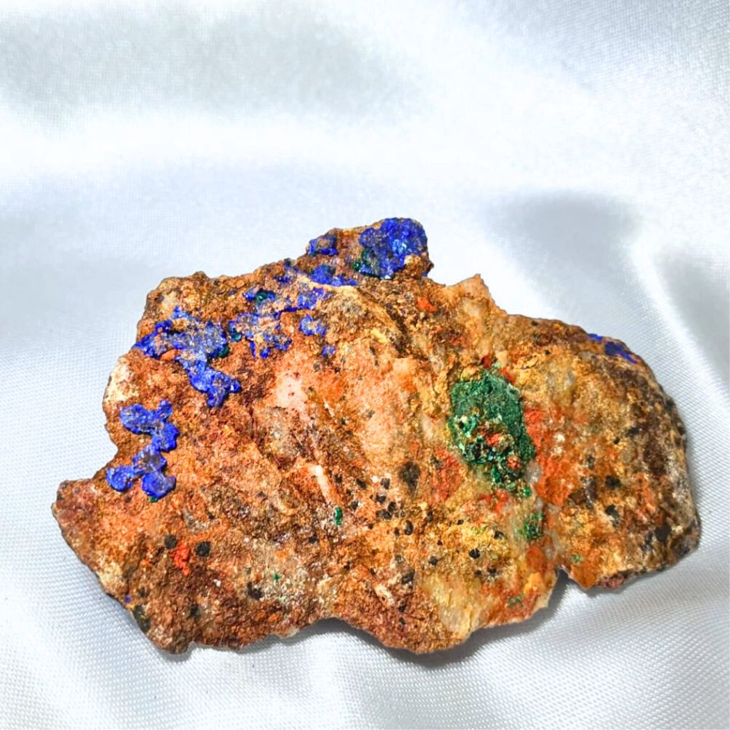 Sparkling Azurite with Malachite Cluster - includes stand