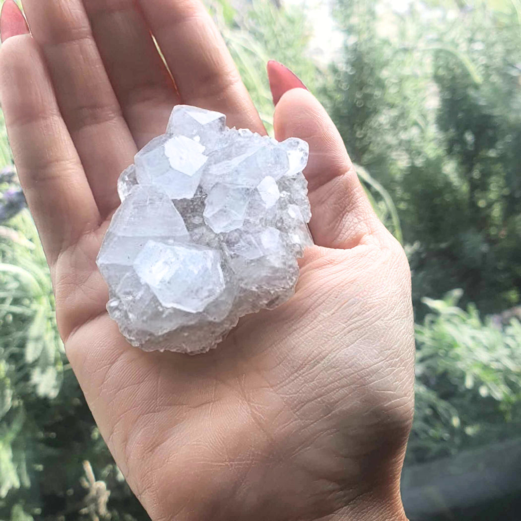 Diamond Apophyllite Cluster with Rainbows