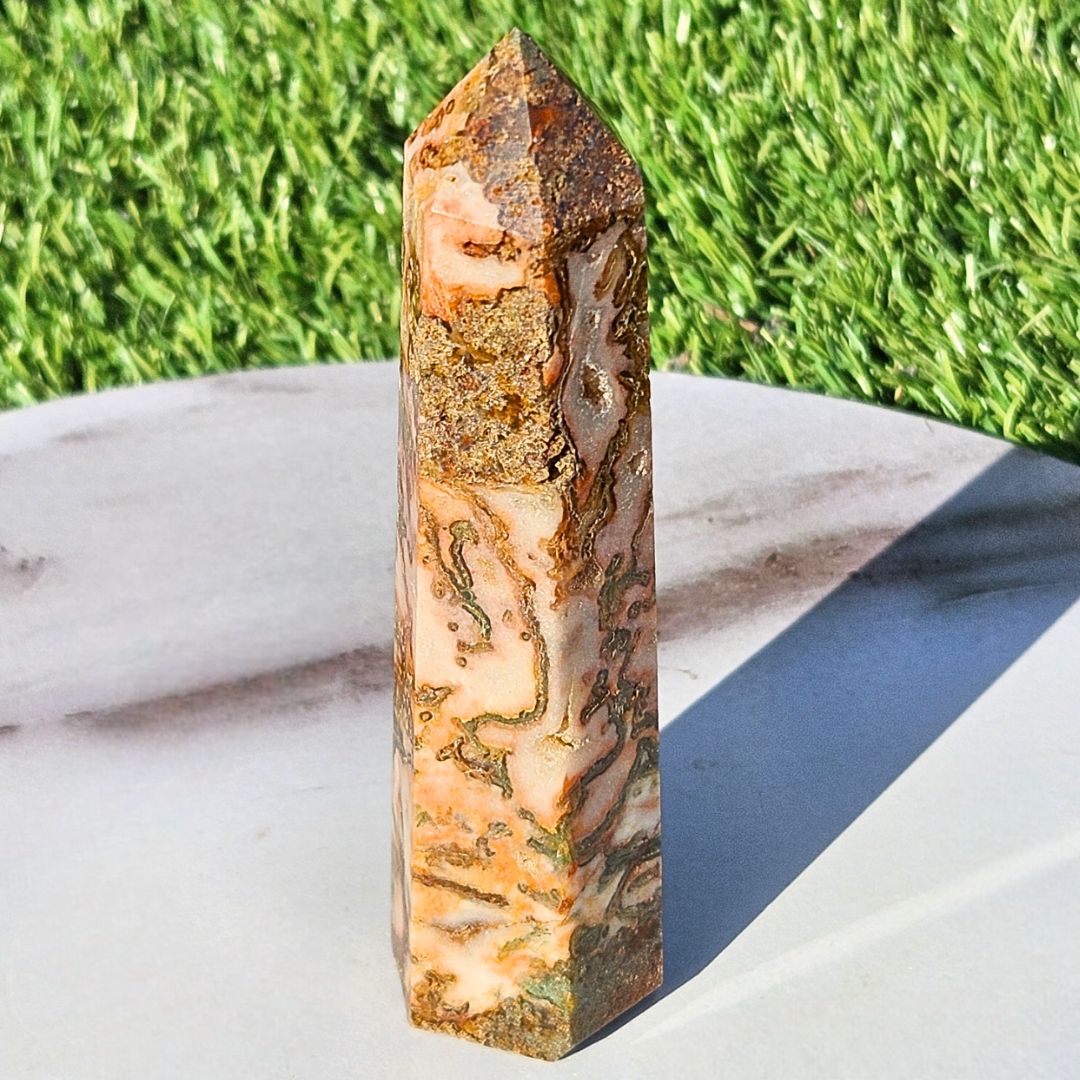 Red Moss Agate Tower