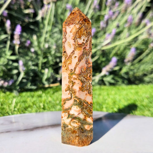 Red Moss Agate Tower
