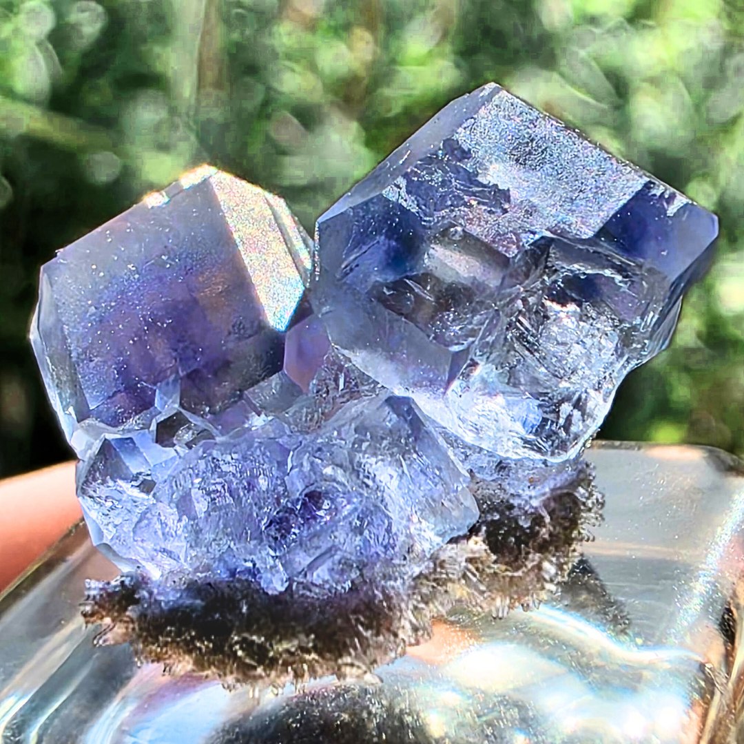 Dodecahedron Zoned Fluorite on Needle Quartz