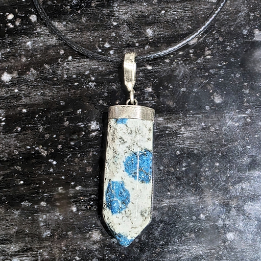 Sterling Silver Genuine K2 (Azurite, Granite, Feldspar) Necklace