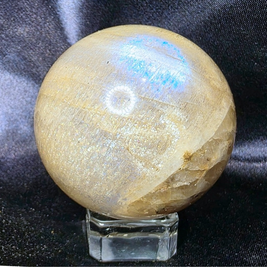Rainbow Moonstone Sunstone Crystal Sphere with Blue Flash - 209g