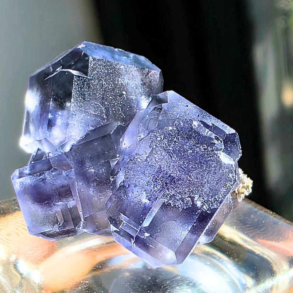 Dodecahedron Zoned Fluorite on Needle Quartz