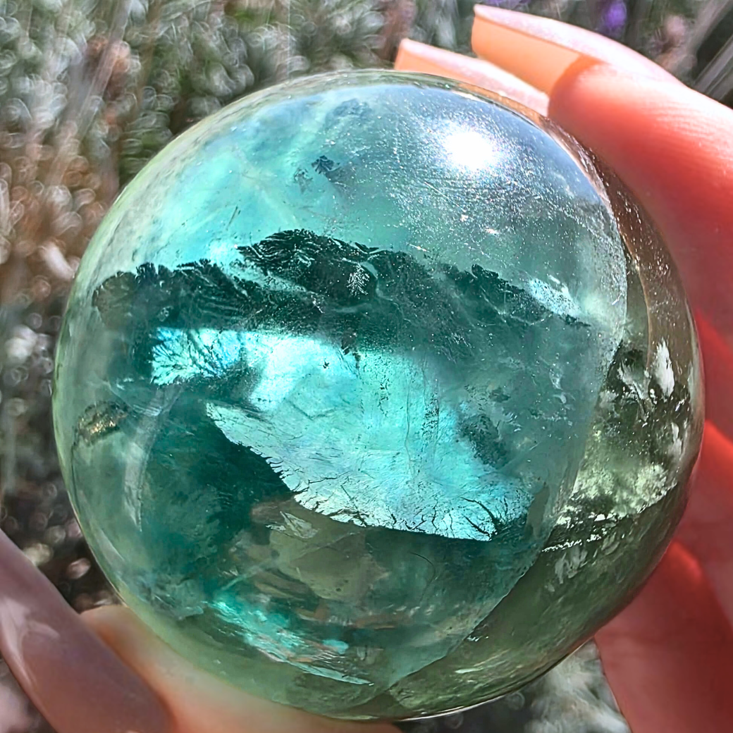 Green-Blue Fluorite Sphere with Phantoms - 198g