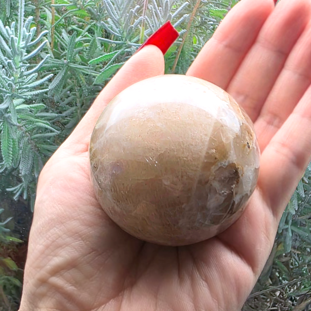 Rainbow Moonstone Sunstone Crystal Sphere with Blue Flash - 209g