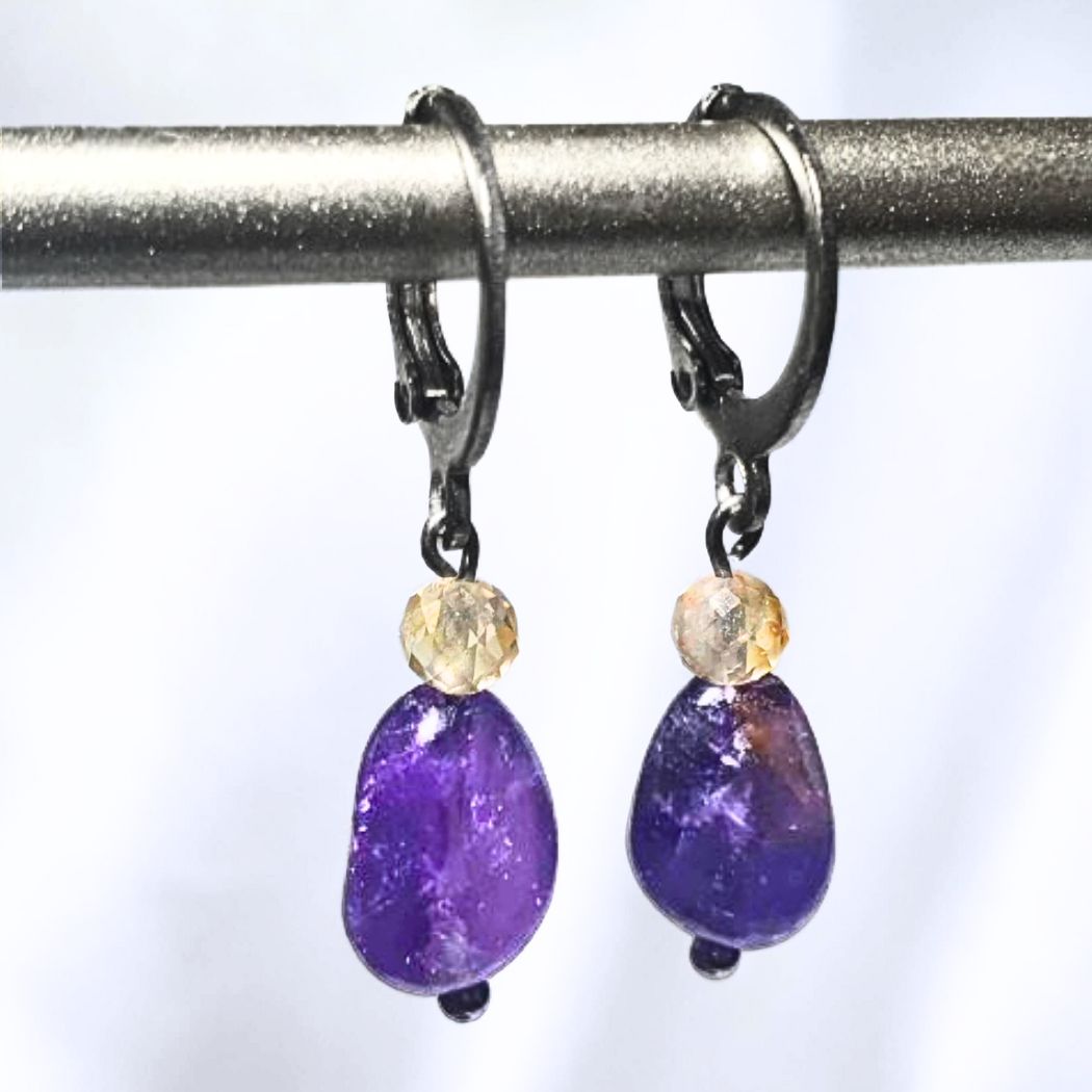 Amethyst & Citrine Crystal Earrings