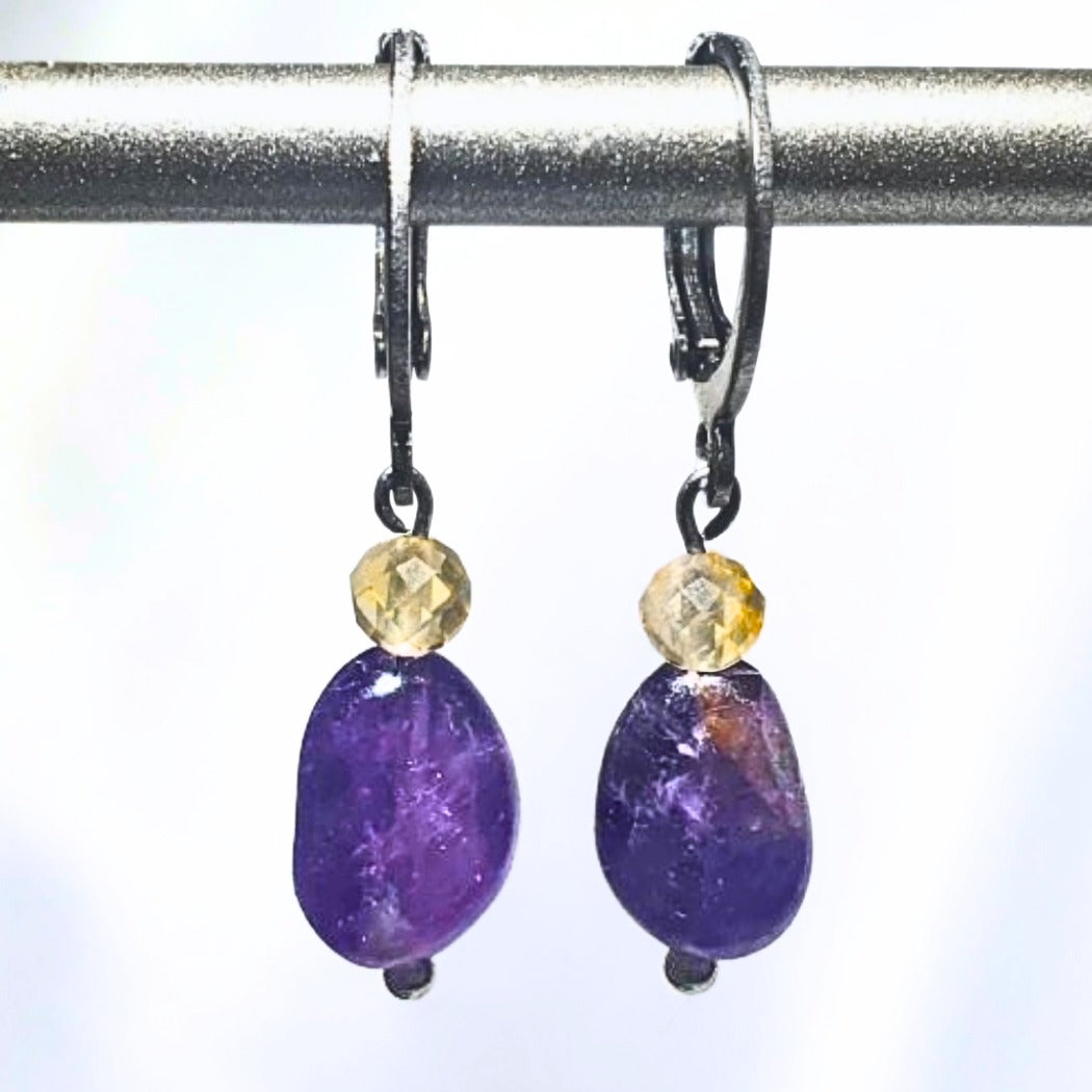 Amethyst & Citrine Crystal Earrings