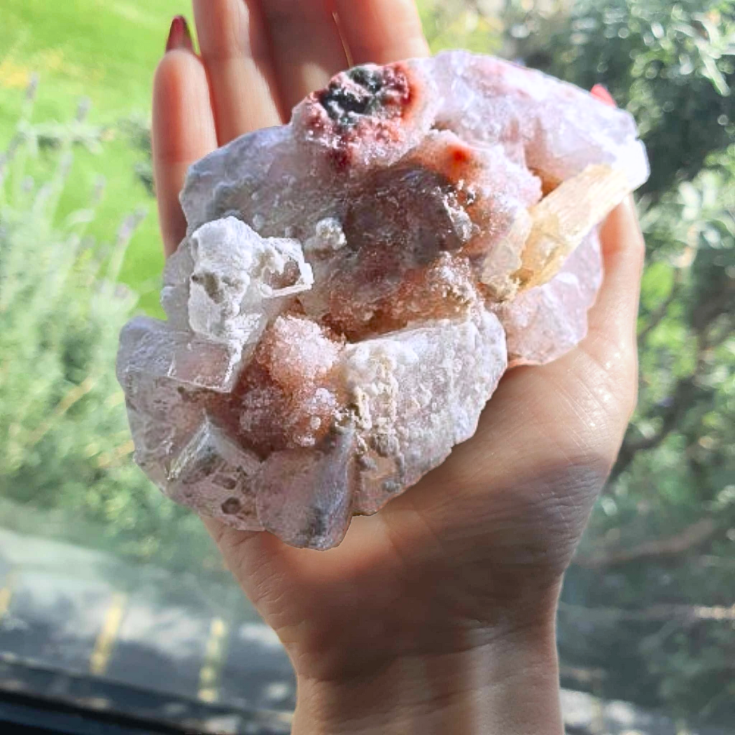 Pink Sugar Cubic Apophyllite, Peach Stilbite & Zeolite Cluster - 360g