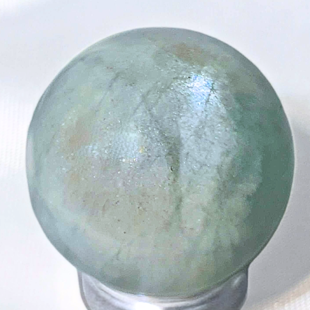 Natural Aquamarine Crystal Small Sphere with Silver Sheen