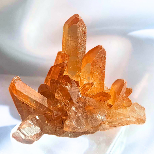 Natural Tangerine (Hematite) Quartz Cluster - Brazil