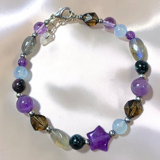 Midnight Veil Bracelet | Amethyst, Aquamarine, Labradorite & Tourmaline