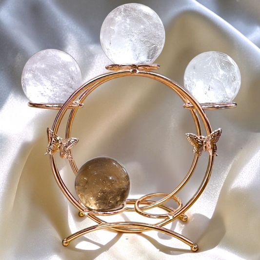 Rose Gold Butterfly Sphere Display Stand | Holds Up to 6 Crystal Spheres