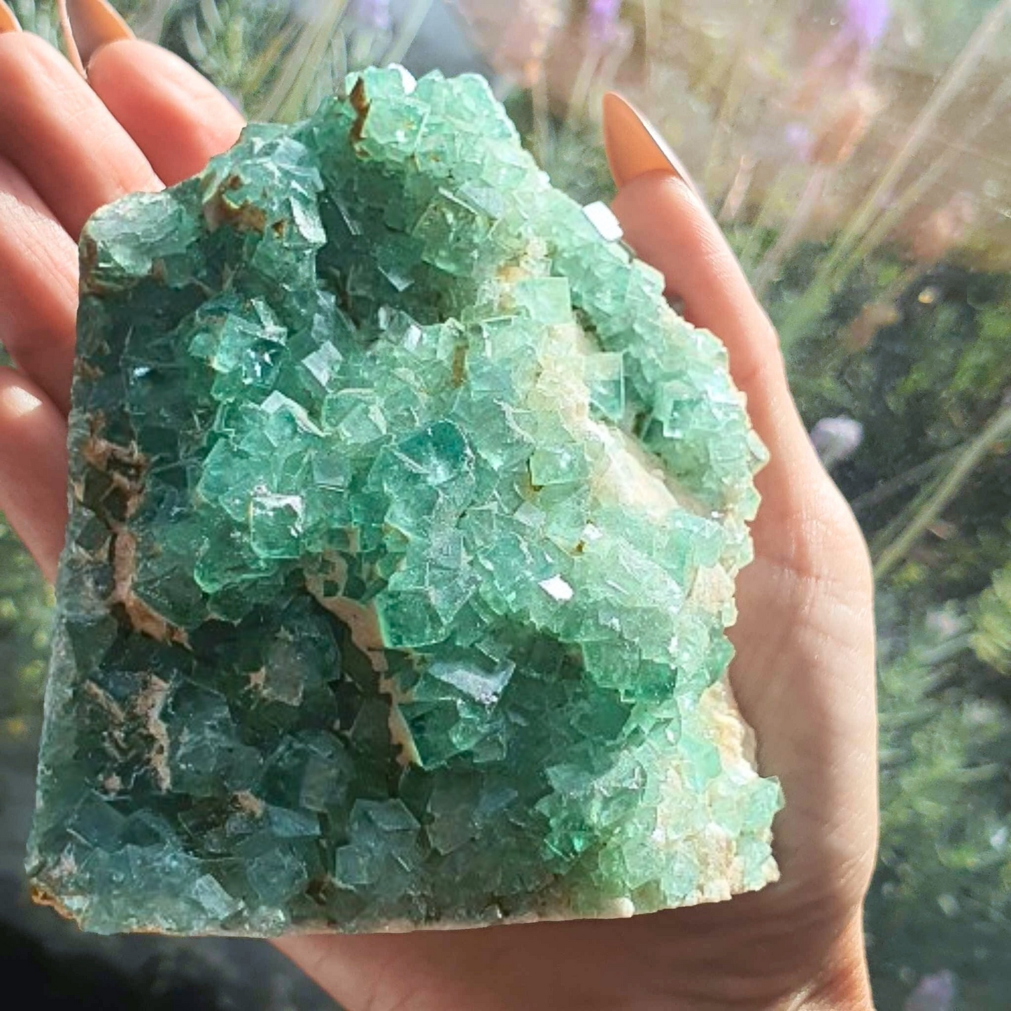 Large Green Cubic Fluorite Cluster - 575g