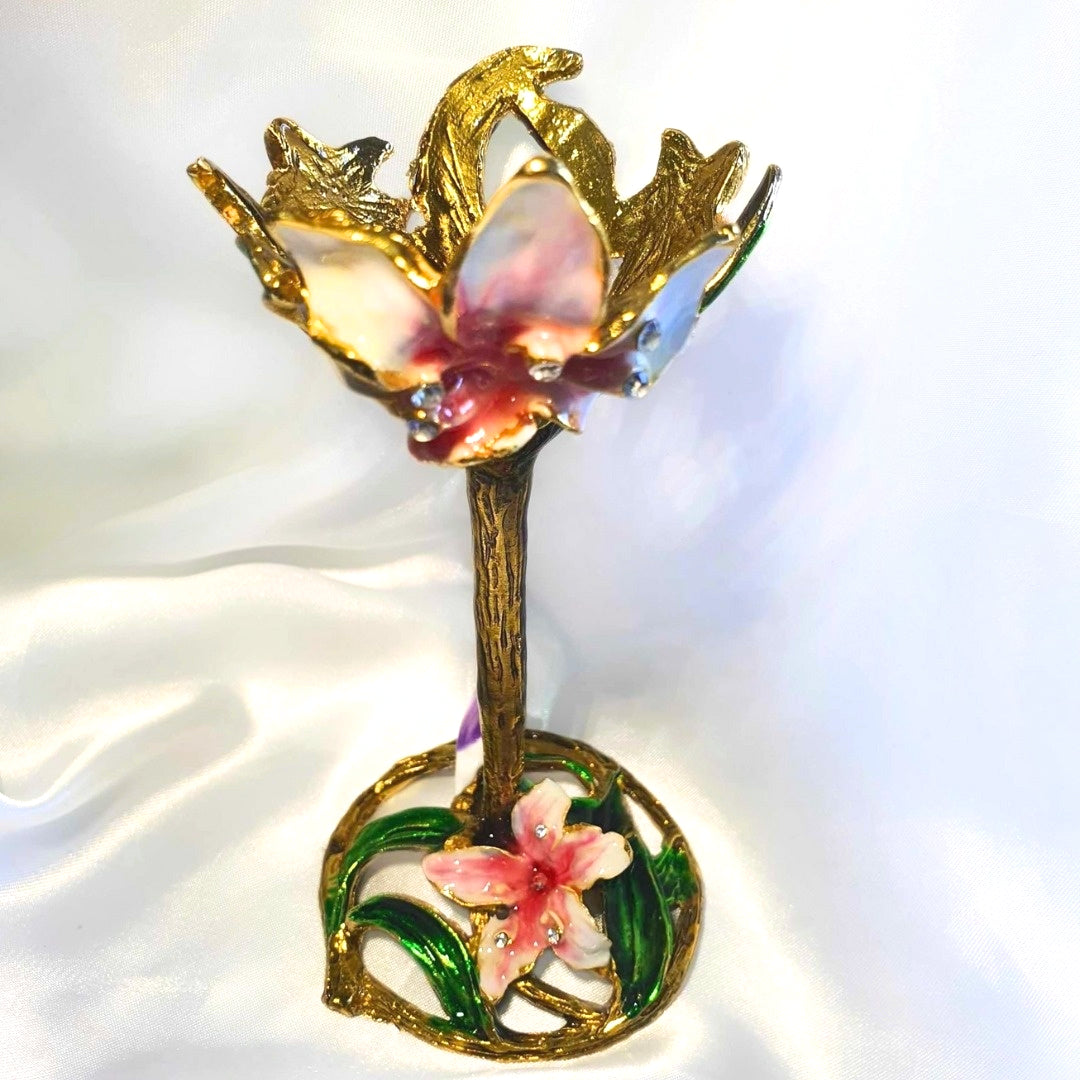 Large Enamel Painted Flower Metal Sphere Holder (13cm tall)