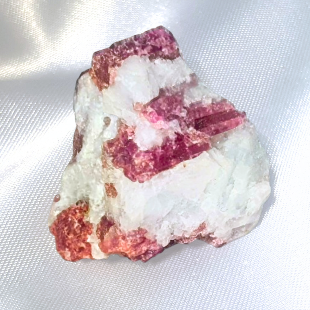 Pink Tourmaline in Quartz Raw Cluster 2