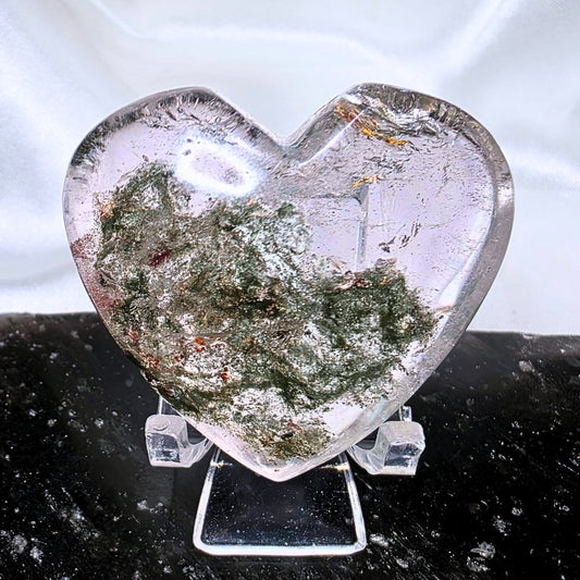 Garden Quartz (Lodolite) Puffy Crystal Heart with Rainbows