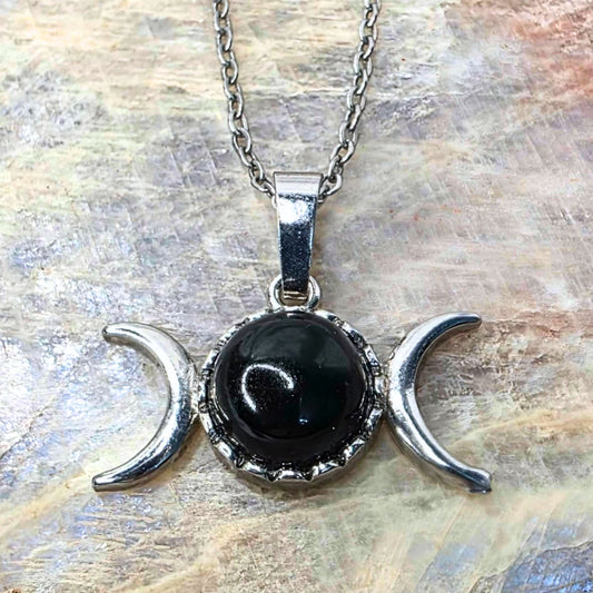 Obsidian Triple Moon Necklace